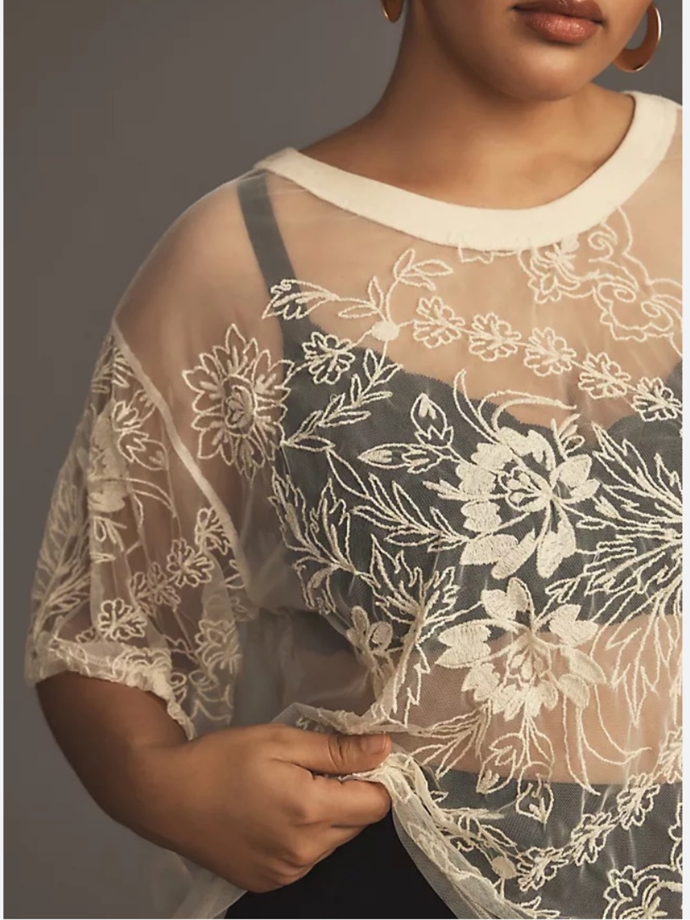Anthropologie sheet embroidered tshirt - Picture 3 of 8